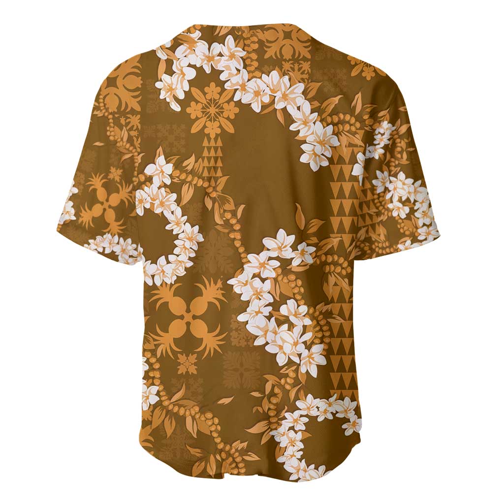 Mokihana Maile and Ilima Leis Baseball Jersey Alani Hawaiian Tapa Quilt Pattern LT9 - Polynesian Pride