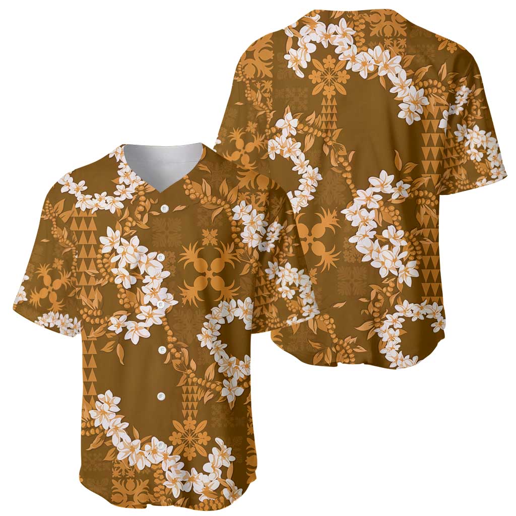Mokihana Maile and Ilima Leis Baseball Jersey Alani Hawaiian Tapa Quilt Pattern LT9 - Polynesian Pride