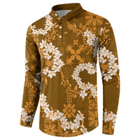 Mokihana Maile and Ilima Leis Button Sweatshirt Alani Hawaiian Tapa Quilt Pattern LT9 - Polynesian Pride