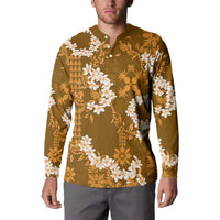 Mokihana Maile and Ilima Leis Button Sweatshirt Alani Hawaiian Tapa Quilt Pattern LT9 - Polynesian Pride