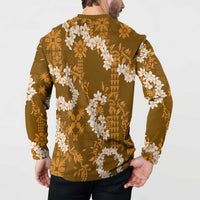 Mokihana Maile and Ilima Leis Button Sweatshirt Alani Hawaiian Tapa Quilt Pattern LT9 - Polynesian Pride