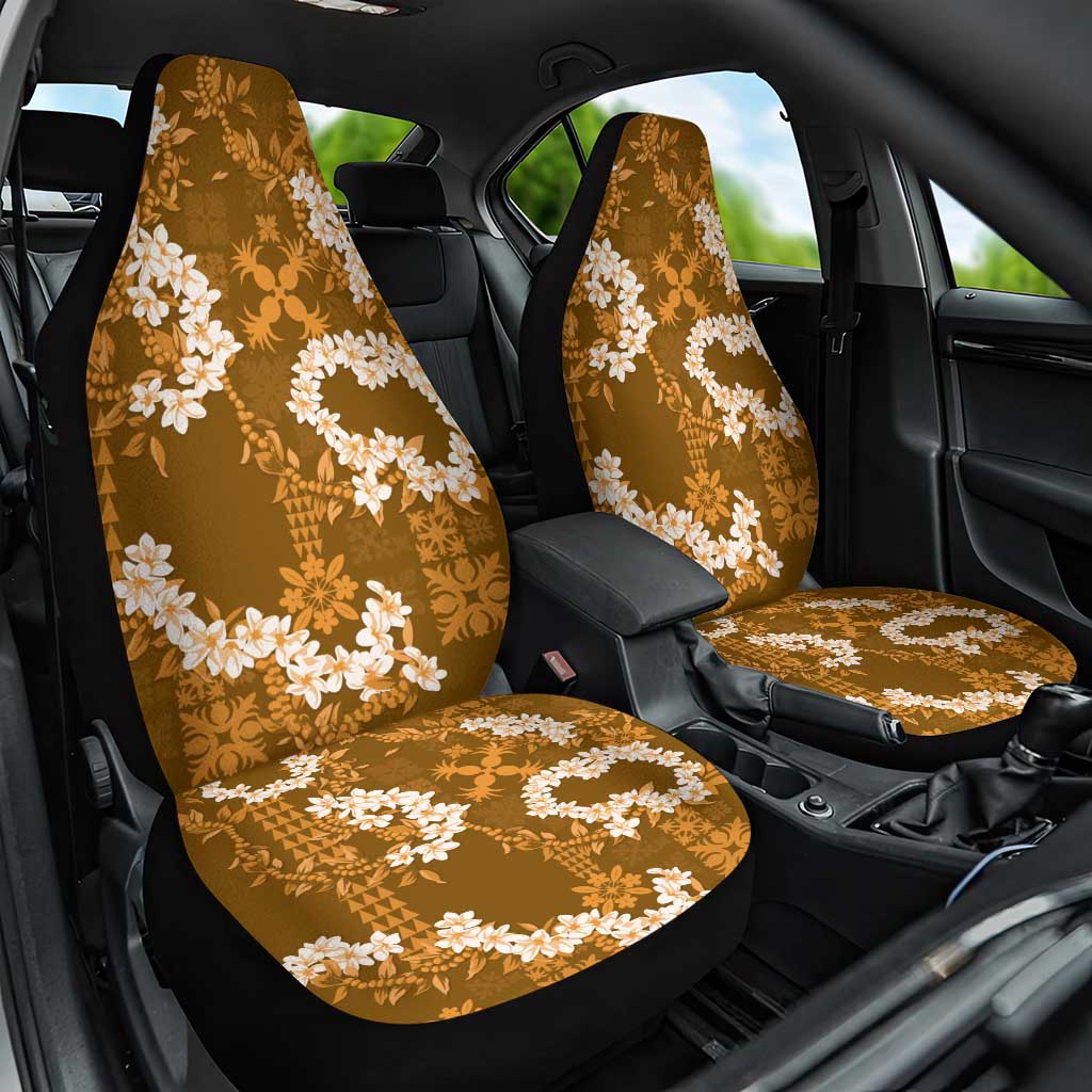 Mokihana Maile and Ilima Leis Car Seat Cover Alani Hawaiian Tapa Quilt Pattern LT9 One Size Gold - Polynesian Pride