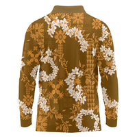 Mokihana Maile and Ilima Leis Long Sleeve Polo Shirt Alani Hawaiian Tapa Quilt Pattern LT9 - Polynesian Pride