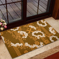 Mokihana Maile and Ilima Leis Rubber Doormat Alani Hawaiian Tapa Quilt Pattern LT9 - Polynesian Pride