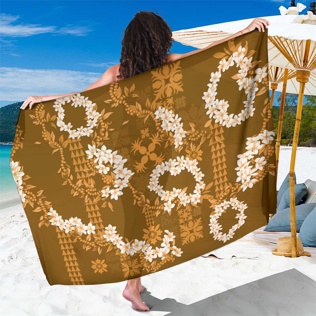 Mokihana Maile and Ilima Leis Sarong Alani Hawaiian Tapa Quilt Pattern LT9 One Size 44 x 66 inches Gold - Polynesian Pride