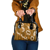 Mokihana Maile and Ilima Leis Shoulder Handbag Alani Hawaiian Tapa Quilt Pattern LT9 One Size Gold - Polynesian Pride