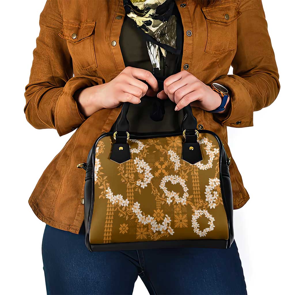 Mokihana Maile and Ilima Leis Shoulder Handbag Alani Hawaiian Tapa Quilt Pattern LT9 - Polynesian Pride