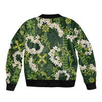 Mokihana Maile and Ilima Leis Bomber Jacket Omaʻomaʻo Hawaiian Tapa Quilt Pattern LT9 - Polynesian Pride