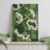 Mokihana Maile and Ilima Leis Canvas Wall Art Omaʻomaʻo Hawaiian Tapa Quilt Pattern LT9 - Polynesian Pride