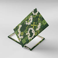 Mokihana Maile and Ilima Leis Canvas Wall Art Omaʻomaʻo Hawaiian Tapa Quilt Pattern LT9 With Frame Green - Polynesian Pride