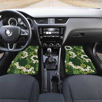 Mokihana Maile and Ilima Leis Car Mats Omaʻomaʻo Hawaiian Tapa Quilt Pattern LT9 Set 2pcs - Front Green - Polynesian Pride