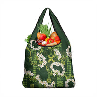 Mokihana Maile and Ilima Leis Grocery Bag Omaʻomaʻo Hawaiian Tapa Quilt Pattern LT9 1-pack One Size Green - Polynesian Pride