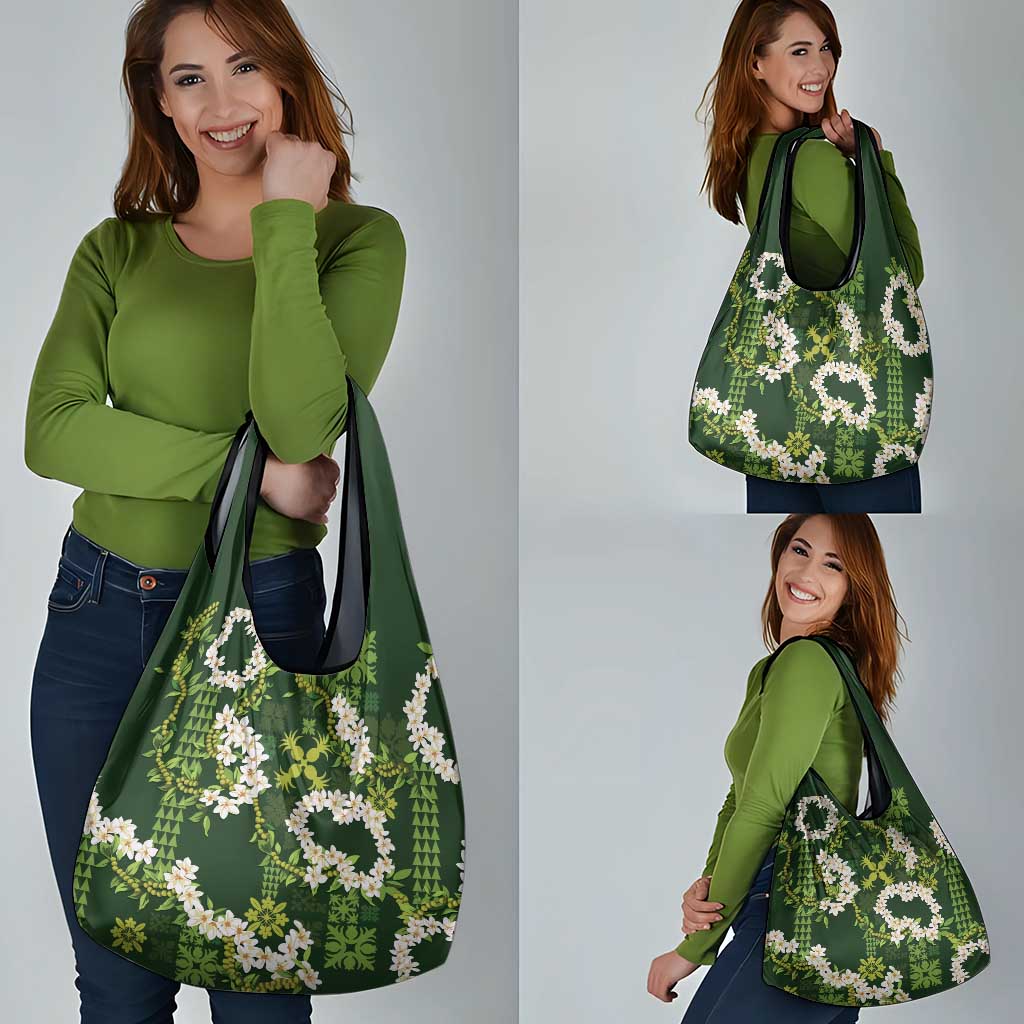 Mokihana Maile and Ilima Leis Grocery Bag Omaʻomaʻo Hawaiian Tapa Quilt Pattern LT9 - Polynesian Pride
