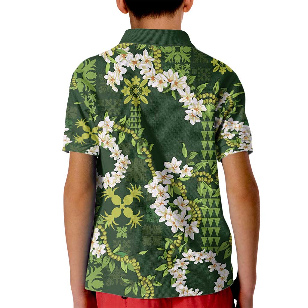 Mokihana Maile and Ilima Leis Kid Polo Shirt Omaʻomaʻo Hawaiian Tapa Quilt Pattern LT9 - Polynesian Pride