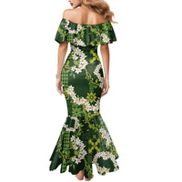 Mokihana Maile and Ilima Leis Mermaid Dress Omaʻomaʻo Hawaiian Tapa Quilt Pattern LT9 - Polynesian Pride