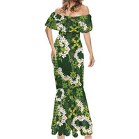 Mokihana Maile and Ilima Leis Mermaid Dress Omaʻomaʻo Hawaiian Tapa Quilt Pattern LT9 - Polynesian Pride