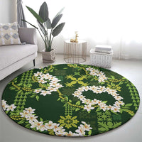 Mokihana Maile and Ilima Leis Round Carpet Omaʻomaʻo Hawaiian Tapa Quilt Pattern LT9 - Polynesian Pride