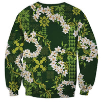 Mokihana Maile and Ilima Leis Sweatshirt Omaʻomaʻo Hawaiian Tapa Quilt Pattern LT9 - Polynesian Pride