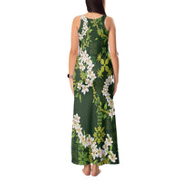Mokihana Maile and Ilima Leis Tank Maxi Dress Omaʻomaʻo Hawaiian Tapa Quilt Pattern LT9 - Polynesian Pride