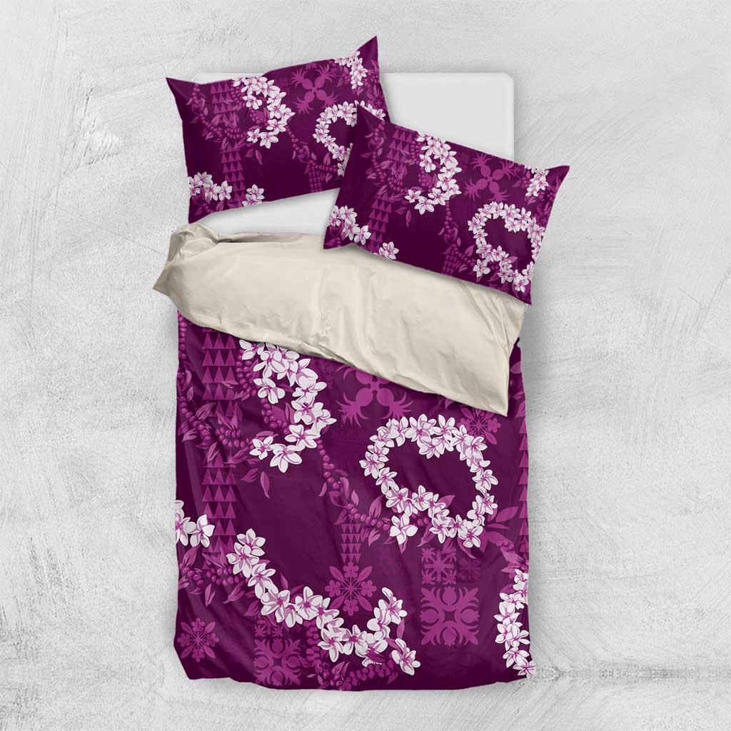 Mokihana Maile and Ilima Leis Bedding Set Akala Hawaiian Tapa Quilt Pattern LT9 US Twin 172cm x 218cm Pink - Polynesian Pride