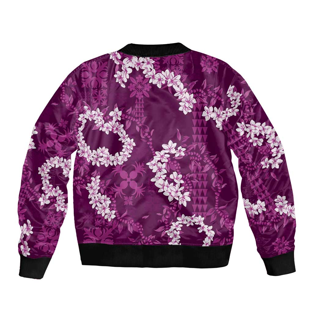 Mokihana Maile and Ilima Leis Bomber Jacket Akala Hawaiian Tapa Quilt Pattern LT9 - Polynesian Pride