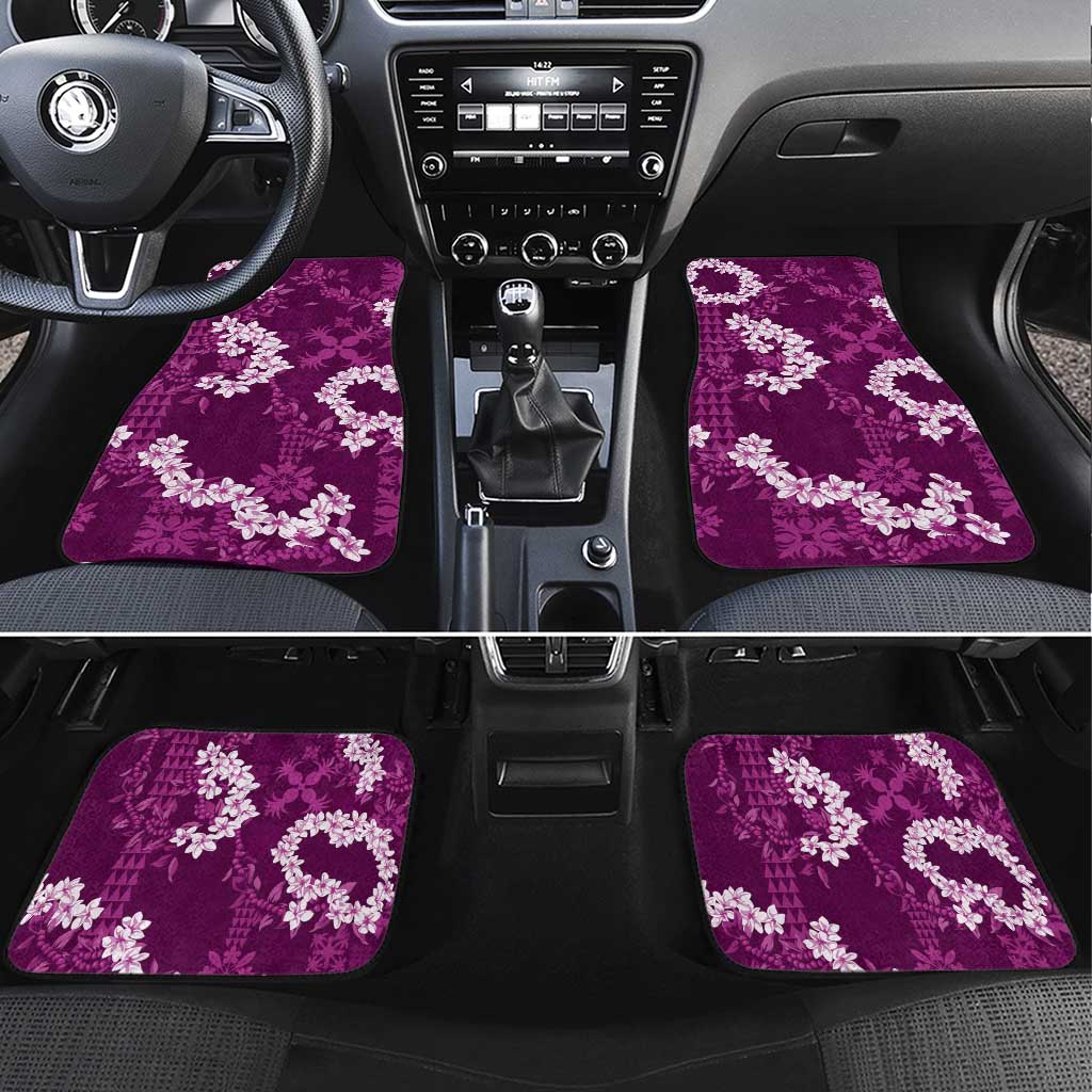 Mokihana Maile and Ilima Leis Car Mats Akala Hawaiian Tapa Quilt Pattern LT9 Set 4pcs Pink - Polynesian Pride
