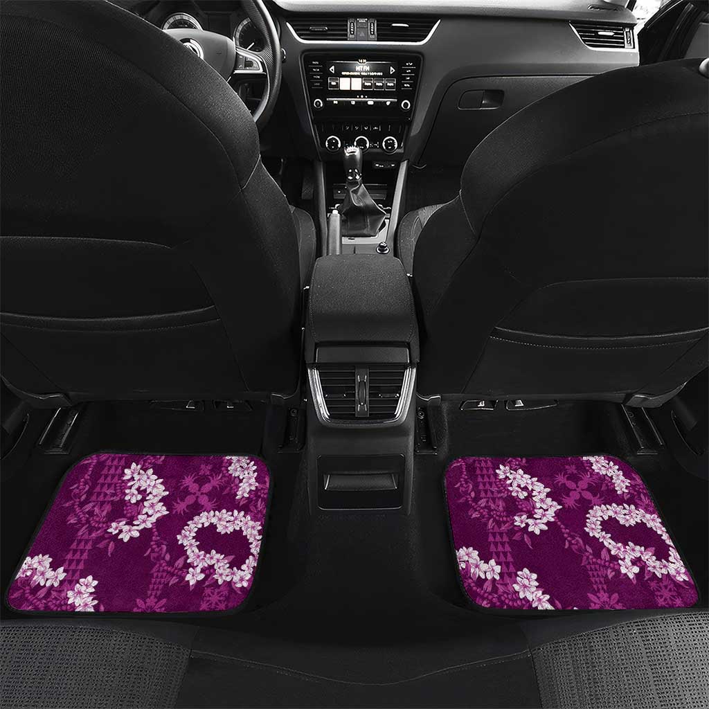 Mokihana Maile and Ilima Leis Car Mats Akala Hawaiian Tapa Quilt Pattern LT9 Set 2pcs - Back Pink - Polynesian Pride
