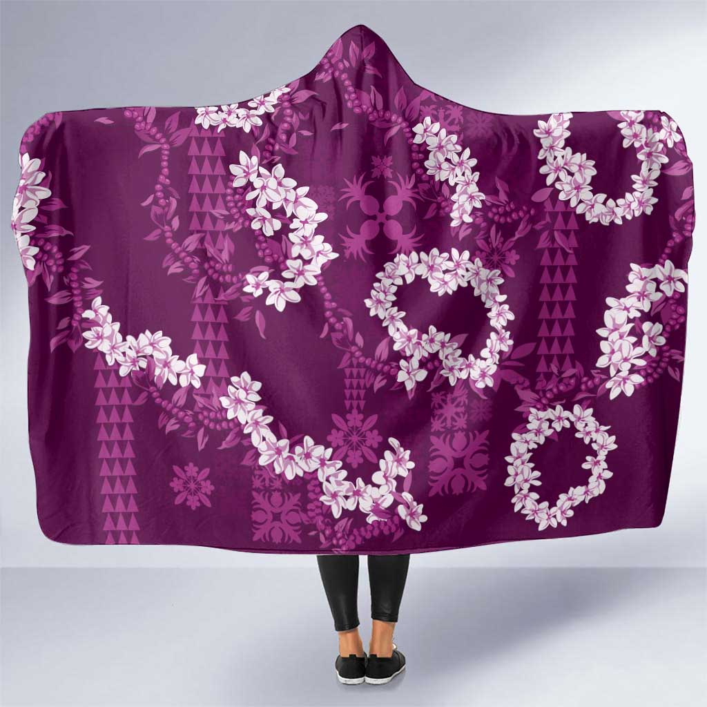 Mokihana Maile and Ilima Leis Hooded Blanket Akala Hawaiian Tapa Quilt Pattern LT9 One Size Pink - Polynesian Pride