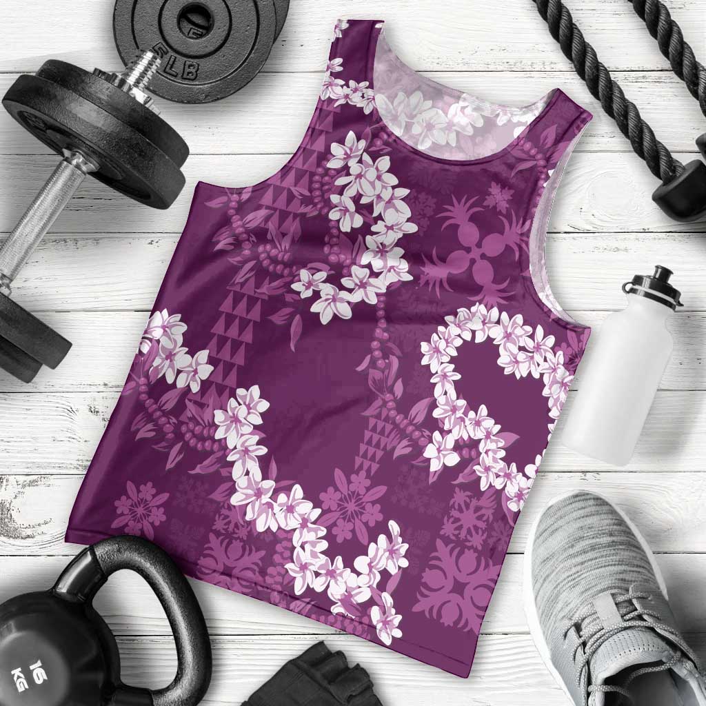 Mokihana Maile and Ilima Leis Men Tank Top Akala Hawaiian Tapa Quilt Pattern LT9 - Polynesian Pride