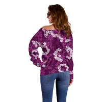 Mokihana Maile and Ilima Leis Off Shoulder Sweater Akala Hawaiian Tapa Quilt Pattern LT9 - Polynesian Pride