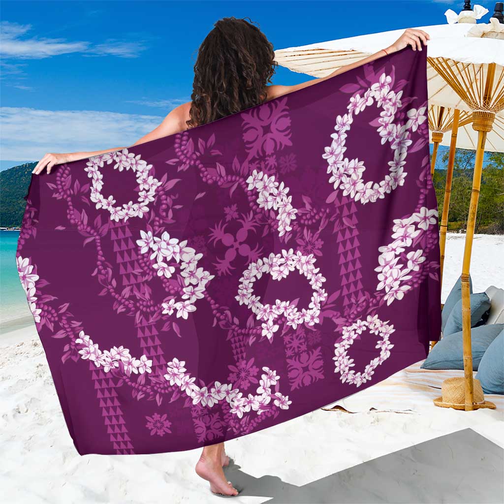 Mokihana Maile and Ilima Leis Sarong Akala Hawaiian Tapa Quilt Pattern LT9 One Size 44 x 66 inches Pink - Polynesian Pride