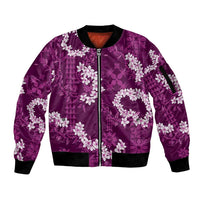 Mokihana Maile and Ilima Leis Sleeve Zip Bomber Jacket Akala Hawaiian Tapa Quilt Pattern LT9 Unisex Pink - Polynesian Pride