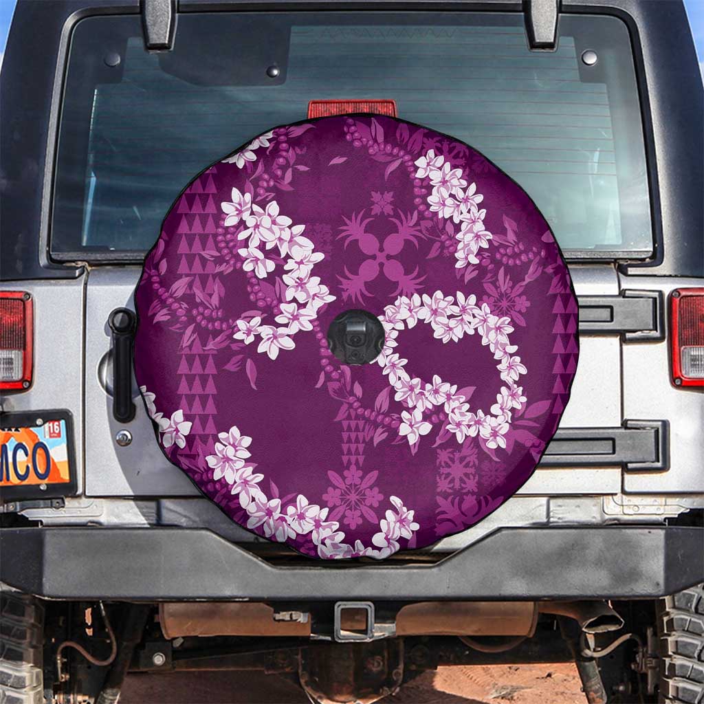 Mokihana Maile and Ilima Leis Spare Tire Cover Akala Hawaiian Tapa Quilt Pattern LT9 Pink - Polynesian Pride