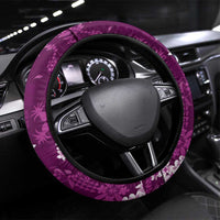 Mokihana Maile and Ilima Leis Steering Wheel Cover Akala Hawaiian Tapa Quilt Pattern LT9 Universal Fit Pink - Polynesian Pride