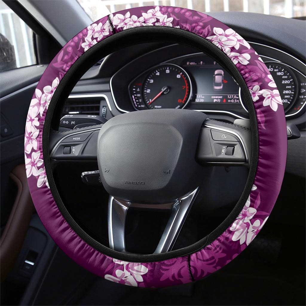 Mokihana Maile and Ilima Leis Steering Wheel Cover Akala Hawaiian Tapa Quilt Pattern LT9 - Polynesian Pride