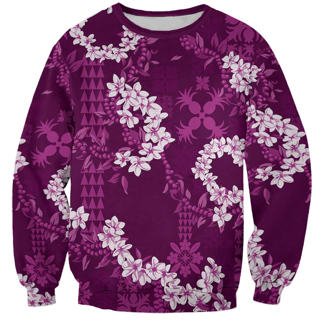 Mokihana Maile and Ilima Leis Sweatshirt Akala Hawaiian Tapa Quilt Pattern LT9 Unisex Pink - Polynesian Pride