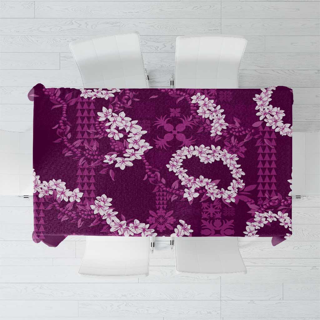 Mokihana Maile and Ilima Leis Tablecloth Akala Hawaiian Tapa Quilt Pattern LT9 Pink - Polynesian Pride