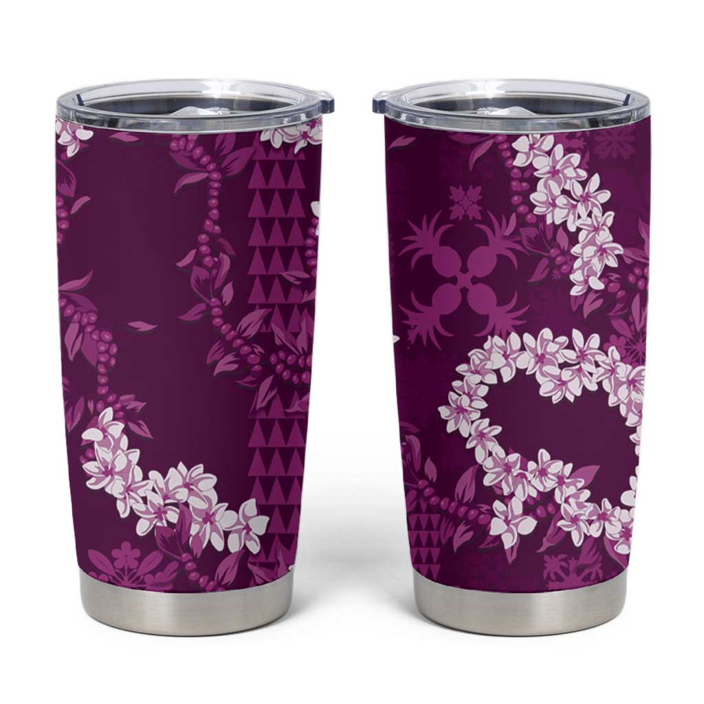 Mokihana Maile and Ilima Leis Tumbler Cup Akala Hawaiian Tapa Quilt Pattern LT9 Pink - Polynesian Pride