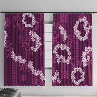 Mokihana Maile and Ilima Leis Window Curtain Akala Hawaiian Tapa Quilt Pattern LT9 With Hooks Pink - Polynesian Pride