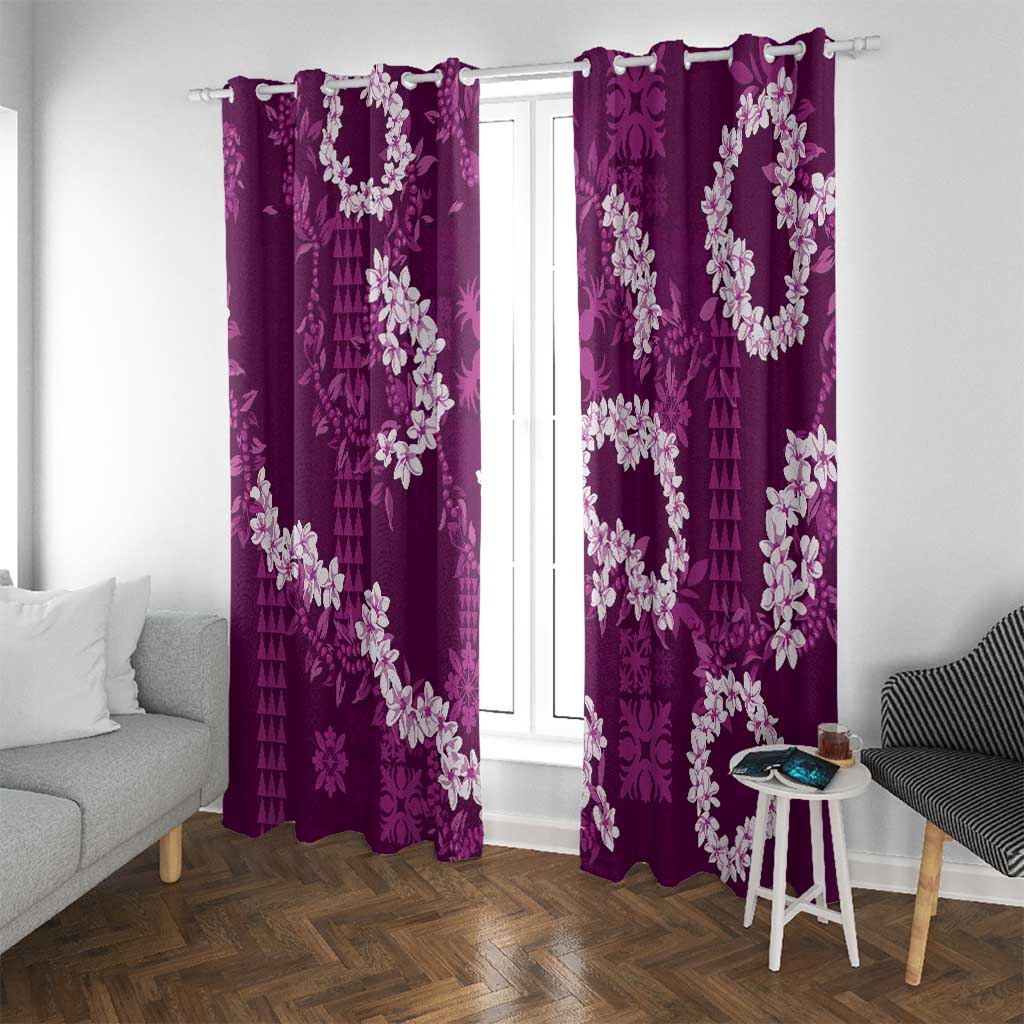Mokihana Maile and Ilima Leis Window Curtain Akala Hawaiian Tapa Quilt Pattern LT9 With Grommets Pink - Polynesian Pride