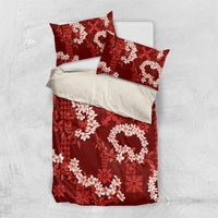 Mokihana Maile and Ilima Leis Bedding Set Ulaʻula Hawaiian Tapa Quilt Pattern LT9 US Twin 172cm x 218cm Red - Polynesian Pride