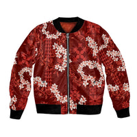 Mokihana Maile and Ilima Leis Bomber Jacket Ulaʻula Hawaiian Tapa Quilt Pattern LT9 Unisex Red - Polynesian Pride