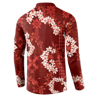 Mokihana Maile and Ilima Leis Button Sweatshirt Ulaʻula Hawaiian Tapa Quilt Pattern LT9 - Polynesian Pride