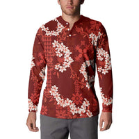 Mokihana Maile and Ilima Leis Button Sweatshirt Ulaʻula Hawaiian Tapa Quilt Pattern LT9 - Polynesian Pride