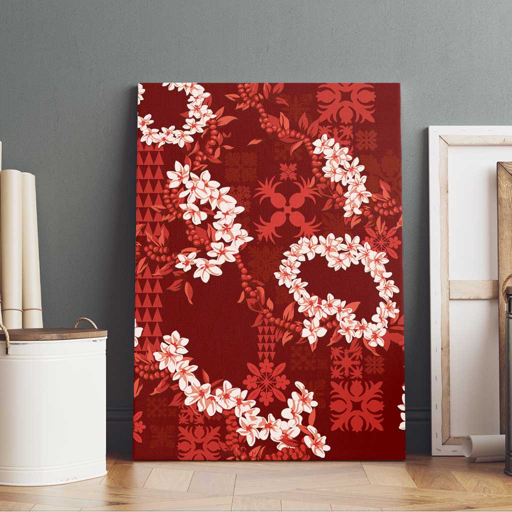 Mokihana Maile and Ilima Leis Canvas Wall Art Ulaʻula Hawaiian Tapa Quilt Pattern LT9 - Polynesian Pride