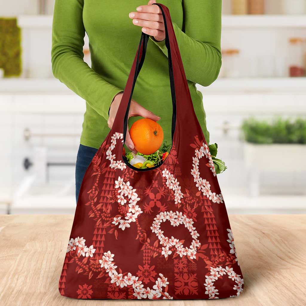 Mokihana Maile and Ilima Leis Grocery Bag Ulaʻula Hawaiian Tapa Quilt Pattern LT9 - Polynesian Pride