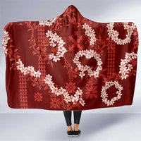 Mokihana Maile and Ilima Leis Hooded Blanket Ulaʻula Hawaiian Tapa Quilt Pattern LT9 One Size Red - Polynesian Pride