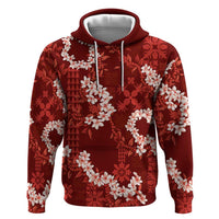 Mokihana Maile and Ilima Leis Hoodie Ulaʻula Hawaiian Tapa Quilt Pattern LT9 Pullover Hoodie Red - Polynesian Pride