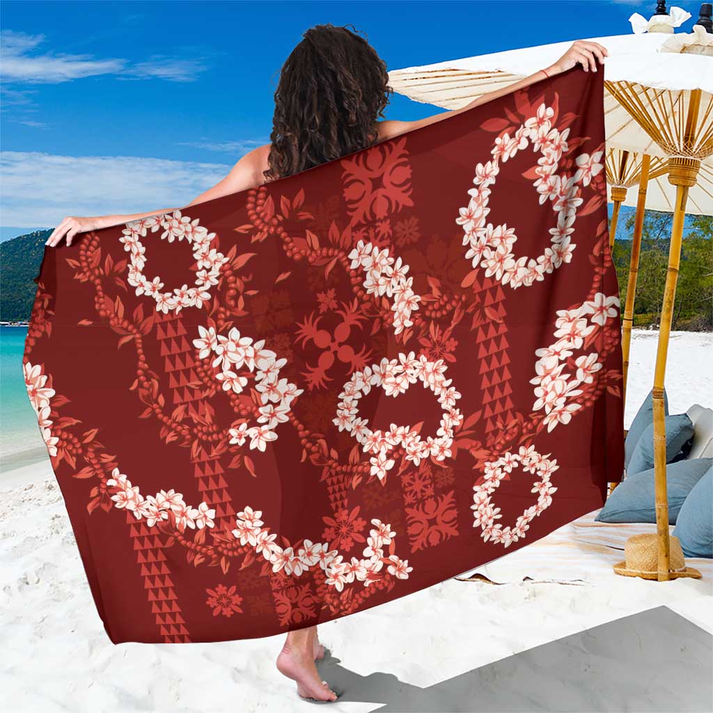 Mokihana Maile and Ilima Leis Sarong Ulaʻula Hawaiian Tapa Quilt Pattern LT9 One Size 44 x 66 inches Red - Polynesian Pride