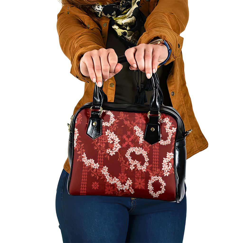 Mokihana Maile and Ilima Leis Shoulder Handbag Ulaʻula Hawaiian Tapa Quilt Pattern LT9 One Size Red - Polynesian Pride